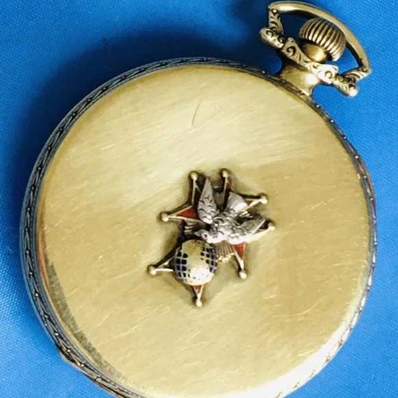 Hamilton Pocket Watch Knights of Columbus 14k Gold Pin & 14k GF Runs